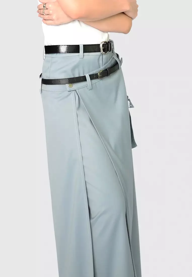 2-Layer A Line Skirt in Sky Blue