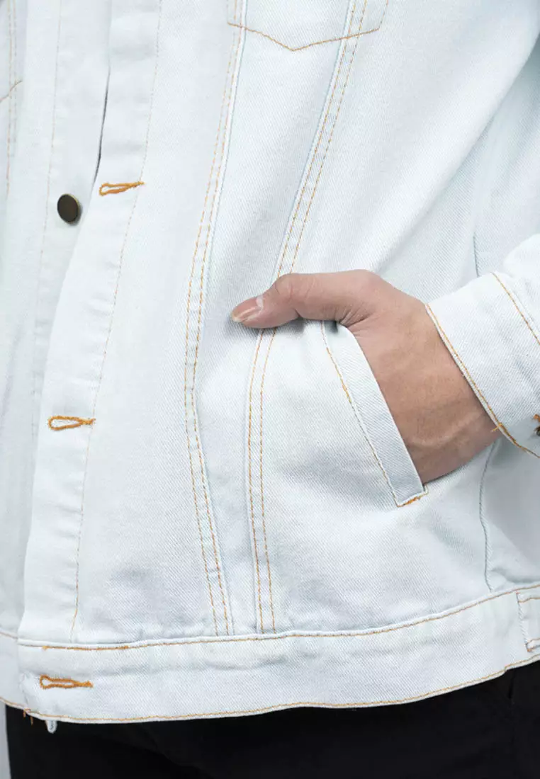 Jaket Jeans Pria Polos Tebal Dilan Jaket Biru Terang