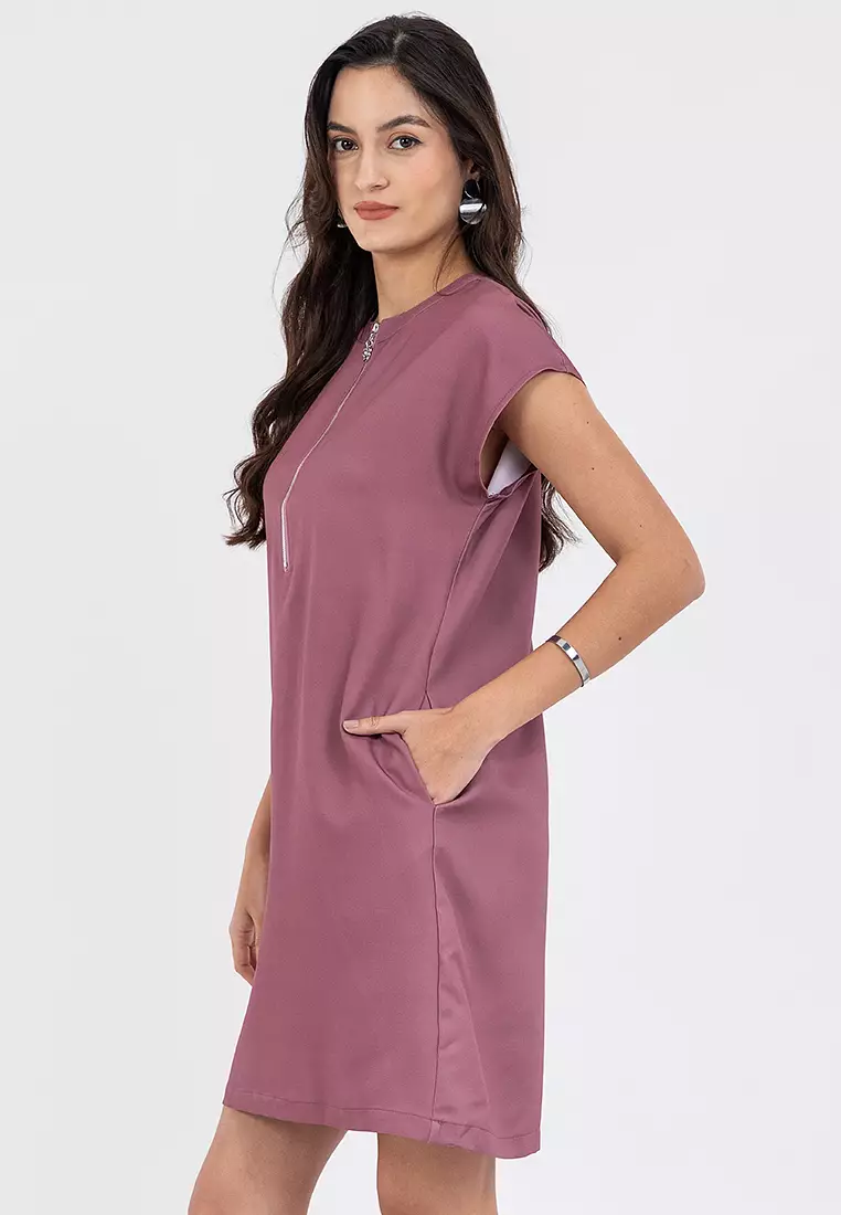 DAYLINE Zip Up Filipiniana Dress with Print