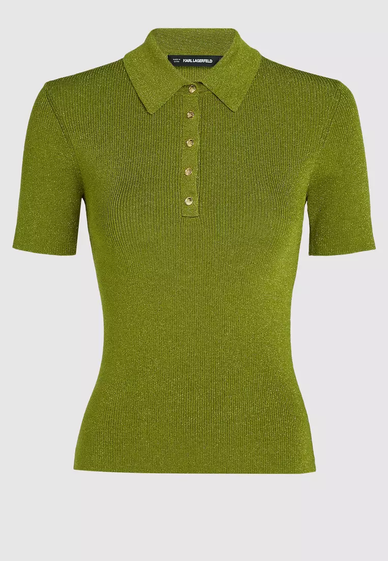 Lurex Knit Polo Shirt