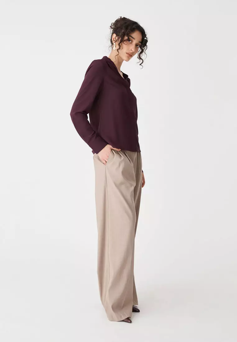 Claudia Pleat Neck Blouse