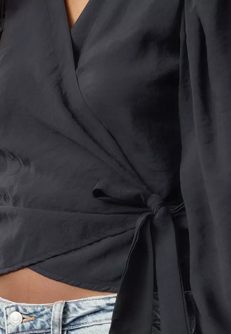 Long Sleeves Wrap Blouse