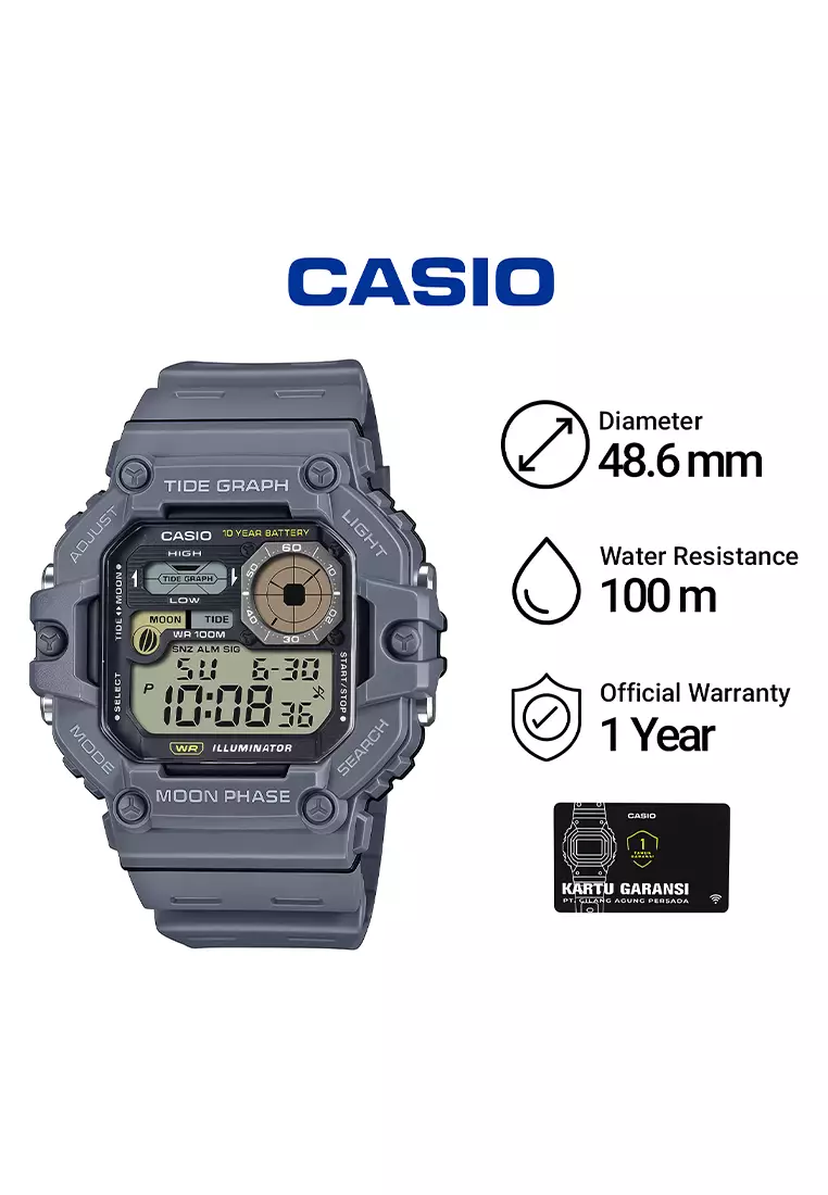 Jam Tangan Digital Pria Casio WS-1700H-8AV Light Grey Resin Strap