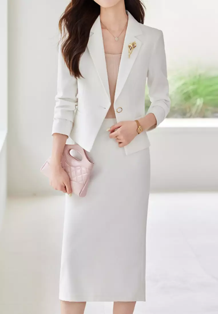 Cropped Lapel Suit Jacket Set YGH-EQ89173Q