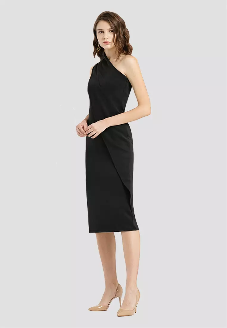 Opal One Shoulder Dress in Black