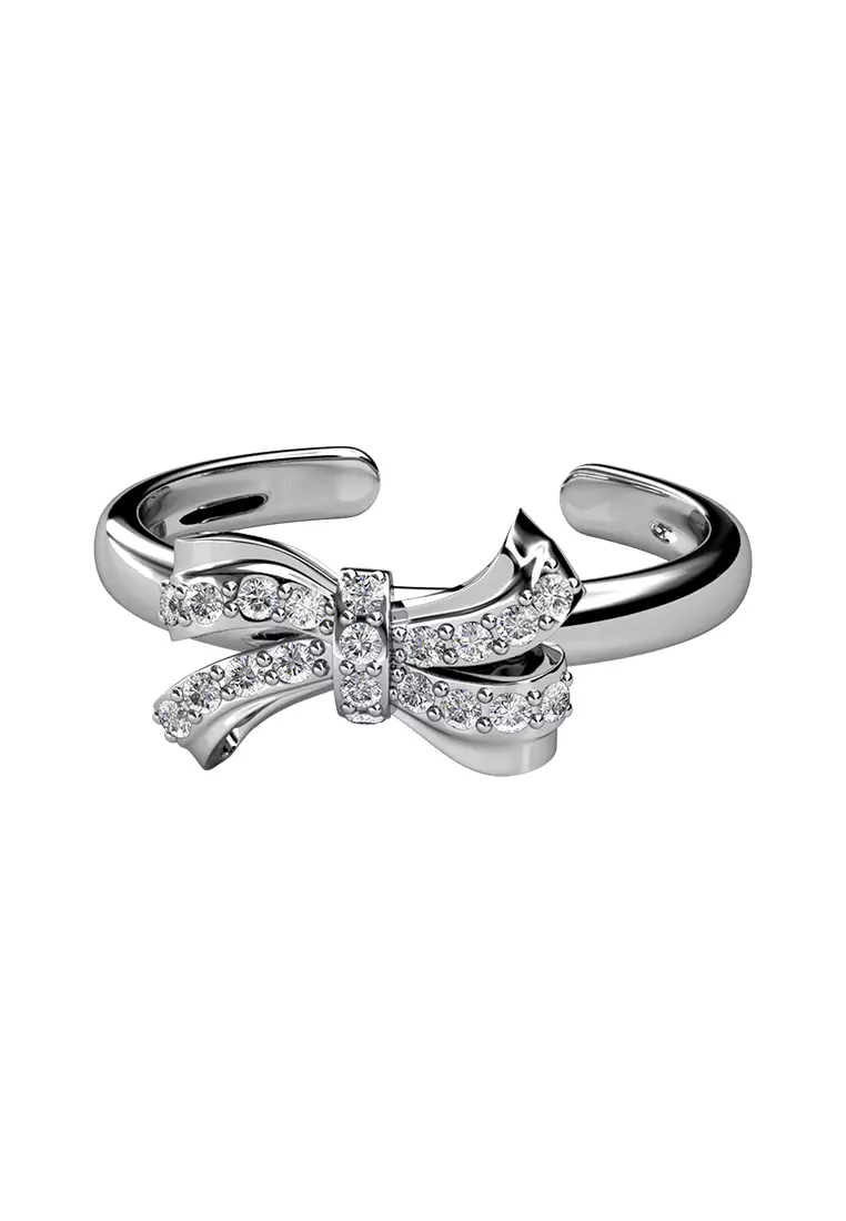 Classic Ribbon Ring WG - Cincin Crystal Swarovski by Her Jewellery