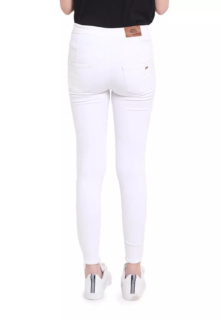 Celana High Waist Skinny Jeans Bawahan Wanita Premium Quality - White