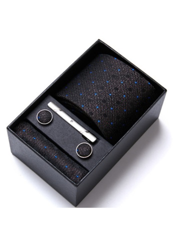 Kings Collection brown Brown Tie, Pocket Square, Cufflinks, Tie Clip 4 Pieces Gift Set (UPKCBT2119) C3C69AC331025BGS_1