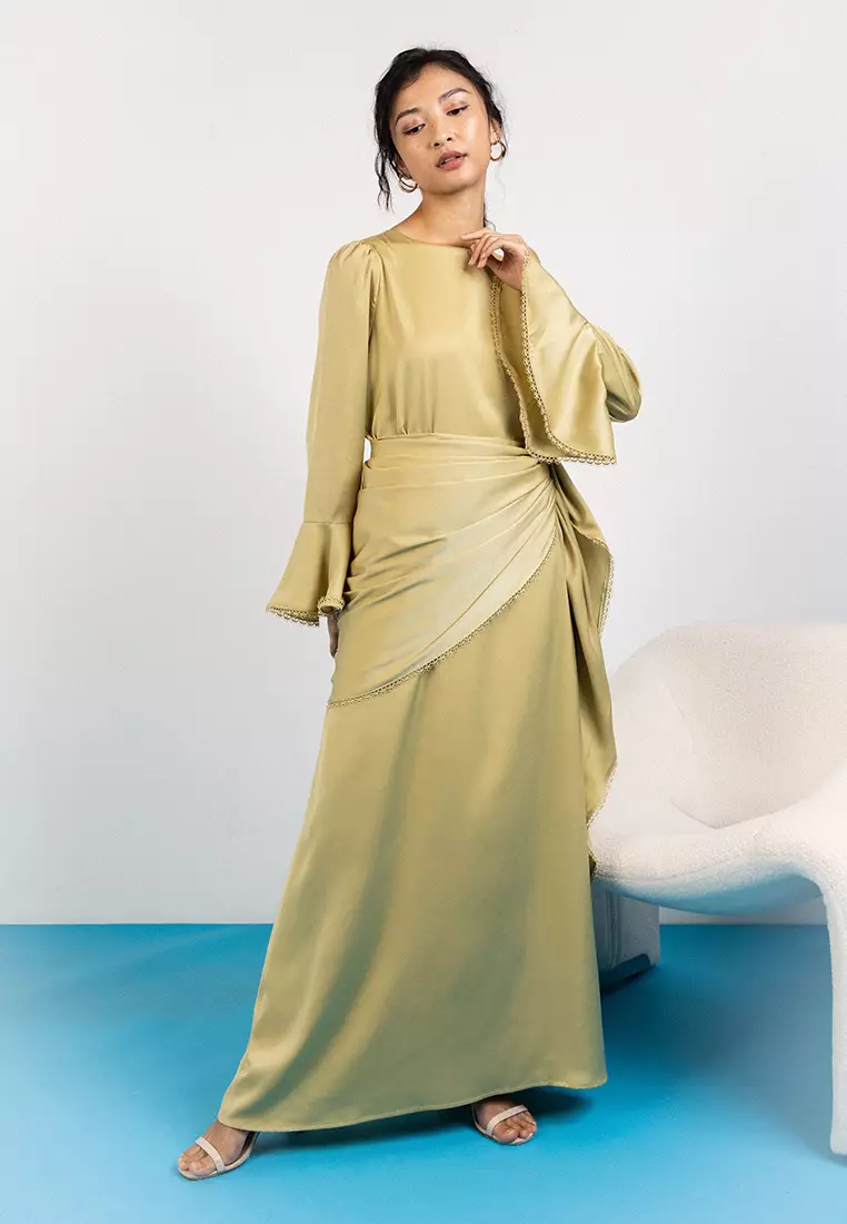 Buy Lubna Satin Abaya Dress With Trimmings 2024 Online | ZALORA Singapore