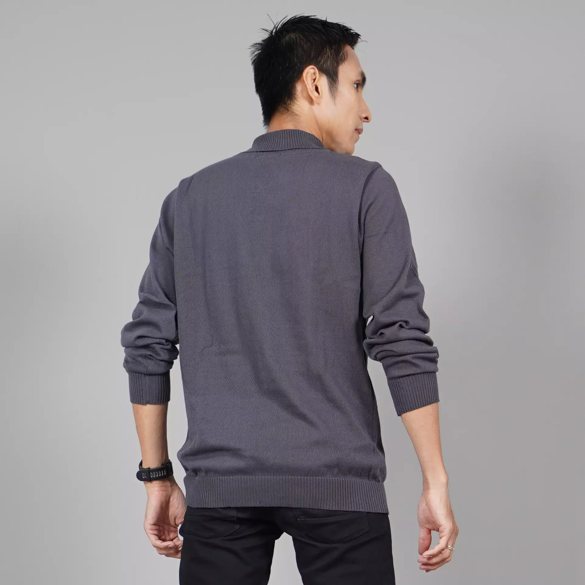  JEHOON Knit Outer Pria Knit Sweater Pria Turtle Neck Rajut Pria - ABU TUA