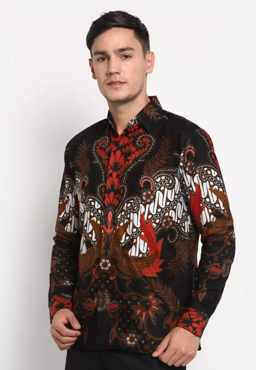 Brahm Putih Kemeja Batik Pria Premium Slimfit Modern Lengan Panjang