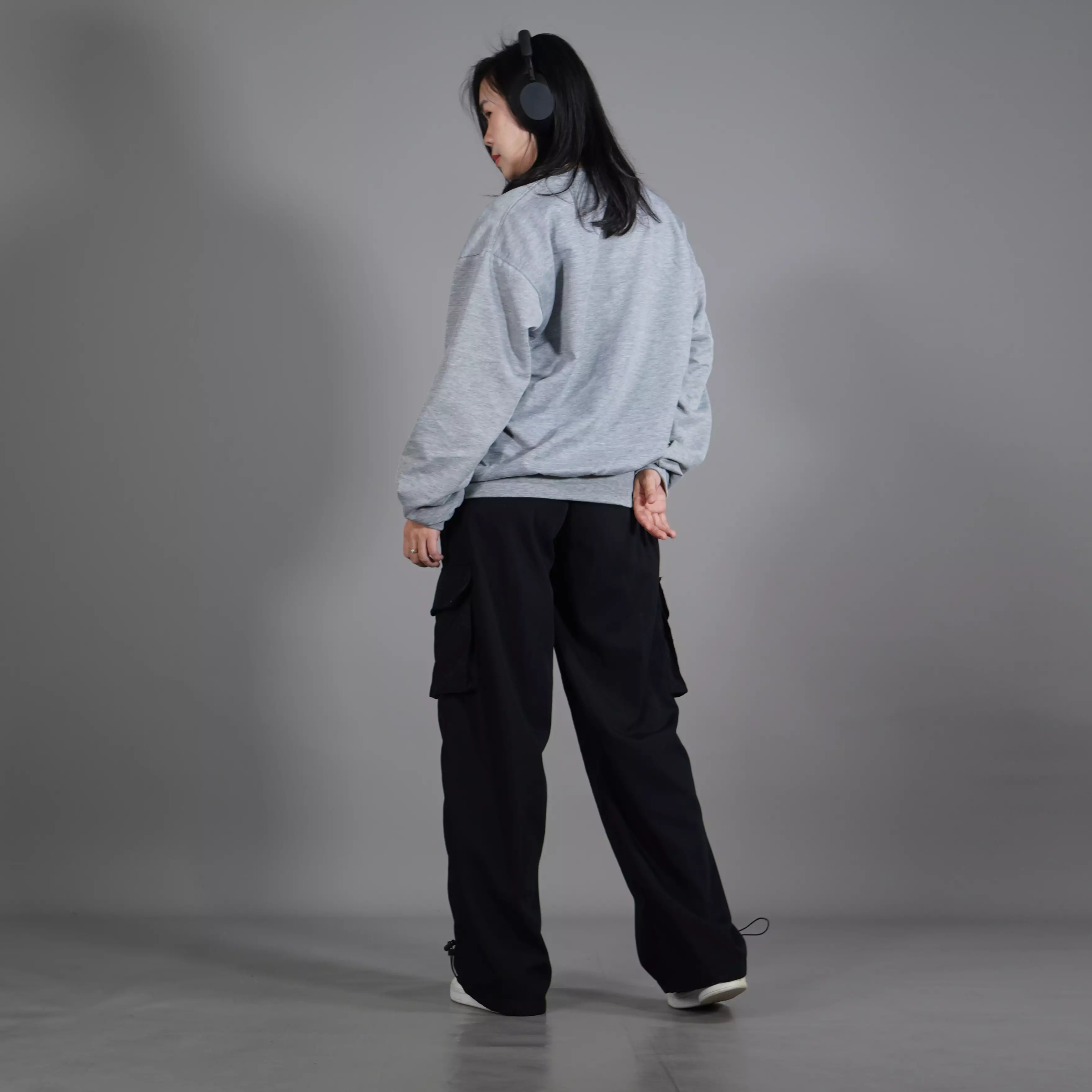  Sweater Sablon POWER Sweater Wanita Oversize Sweater Oversize Unisex - Abu Muda