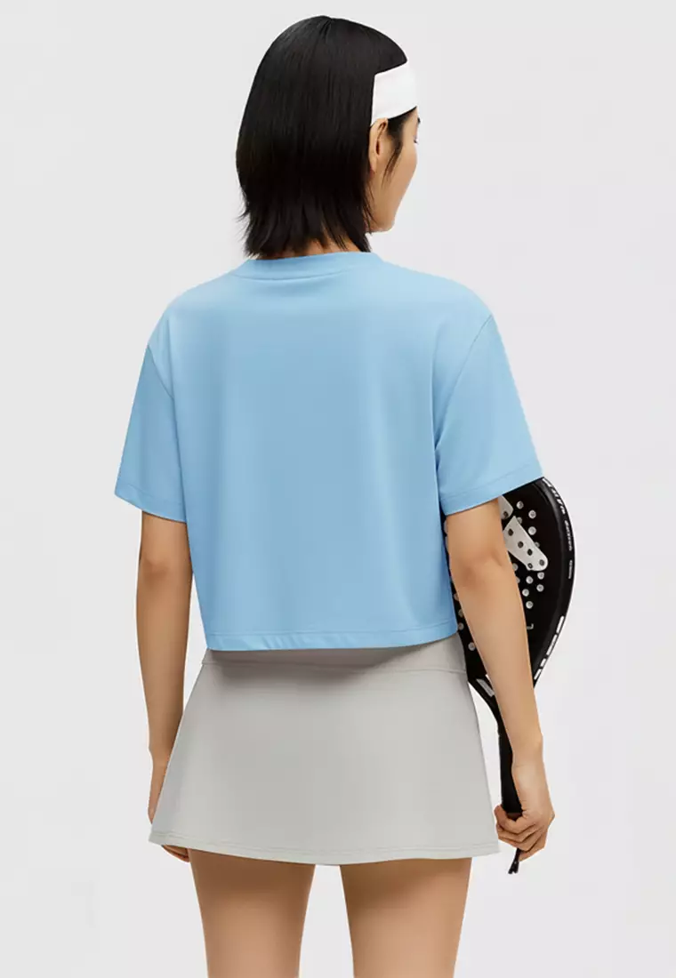 LSE14 Kaos Padel Top Crop T Shirt Olahraga Dryfit Wanita light blue