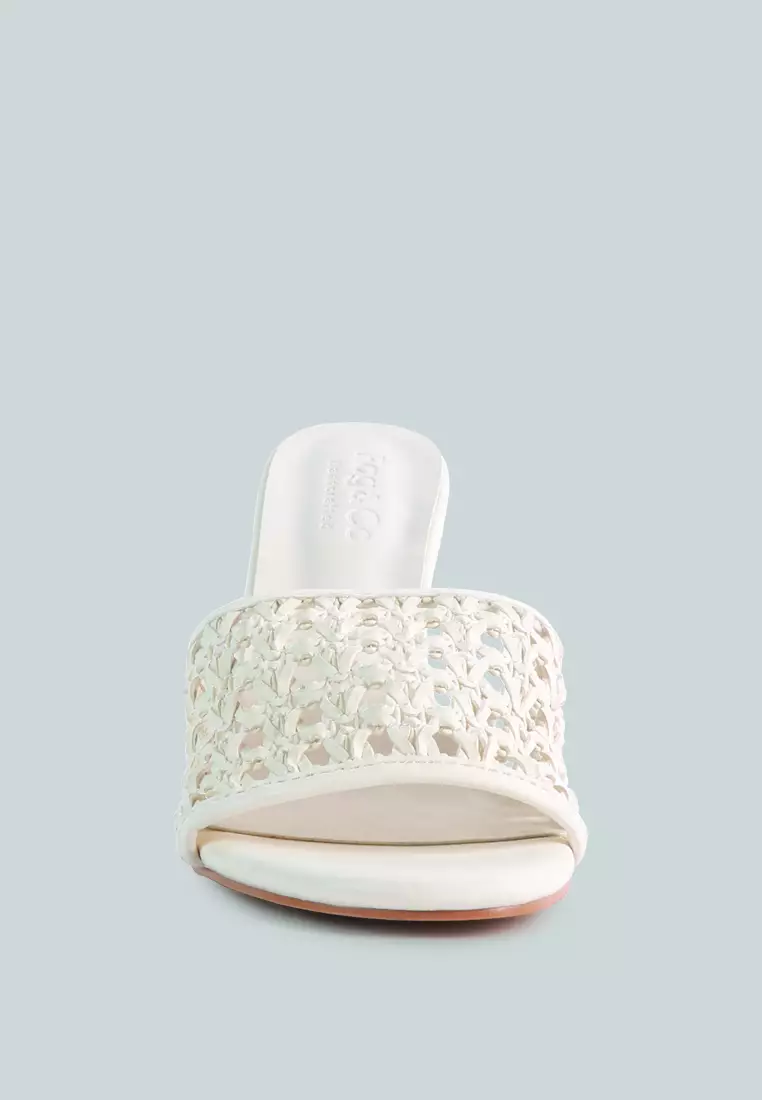 White woven slides hot sale