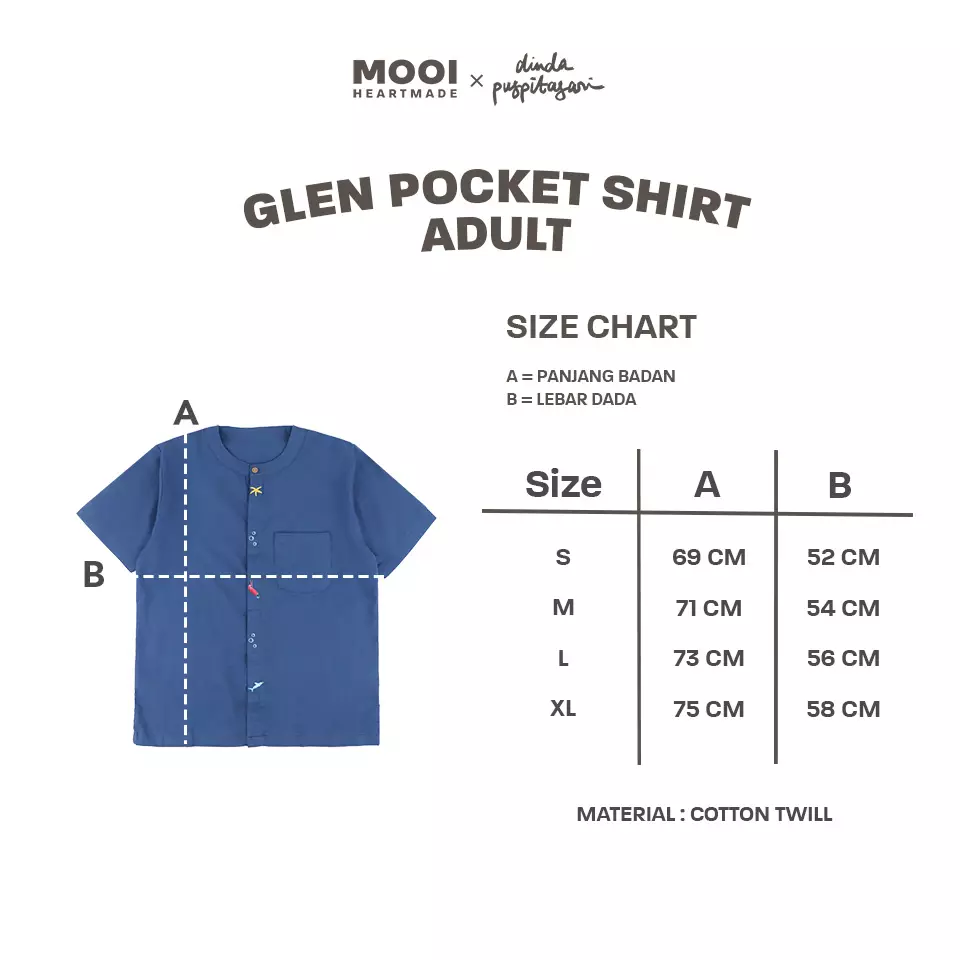 Mooi X Dinda Puspitasari Kemeja Dewasa Glen Pocket Shirt Adult - White