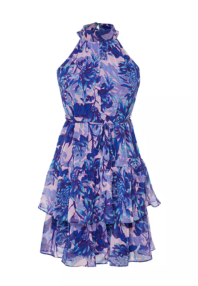 Floral Halter Neck Mini Dress