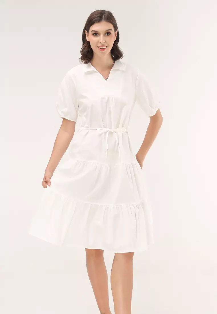 Cotton Poplin Short Sleeve Dress