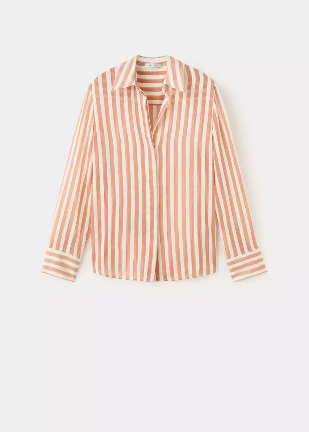 Kemeja lyocell salur semitransparan