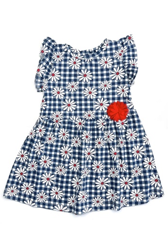 Toffyhouse red and blue Toffyhouse Cheery sunflowers cotton dress C4A13KAD1DBF54GS_1