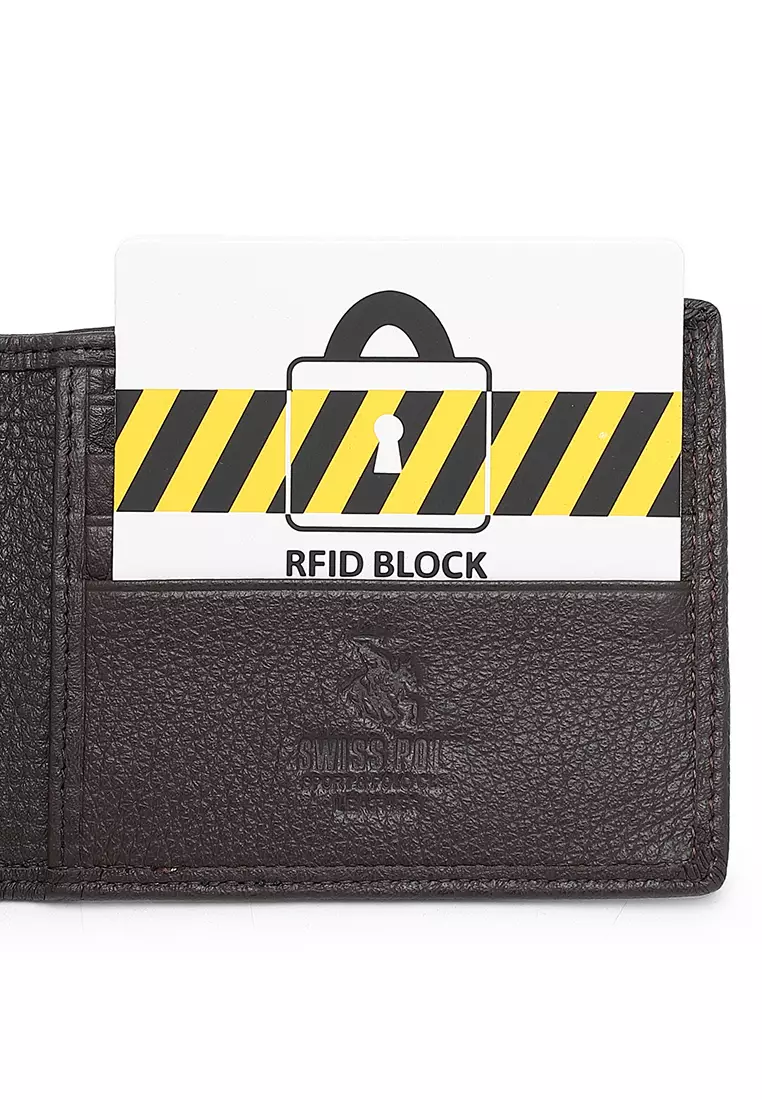 Genuine Leather RFID Short Wallet - Black