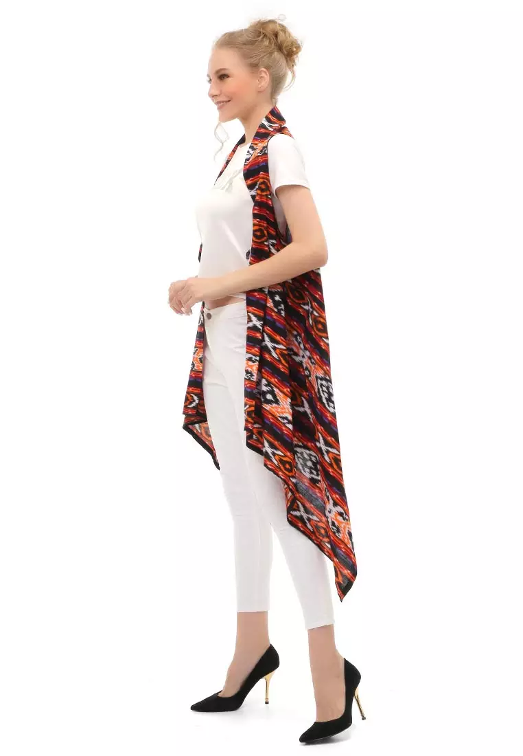 Lynelle Atasan Wanita Batik Songket Model Outer Material Cotton ORIGINAL - Orange