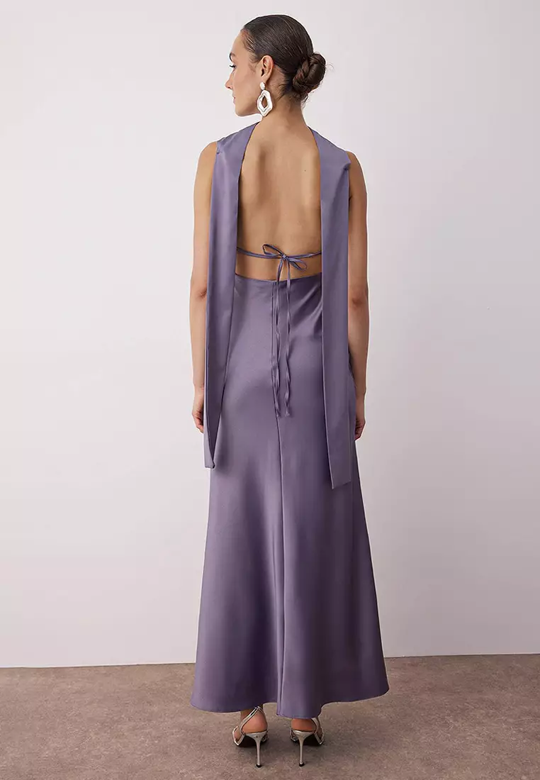 Buy Trendyol Lilac Shawl Detailed Satin Woven Maxi Evening Night Graduation  Dress 2026 Online | ZALORA Philippines