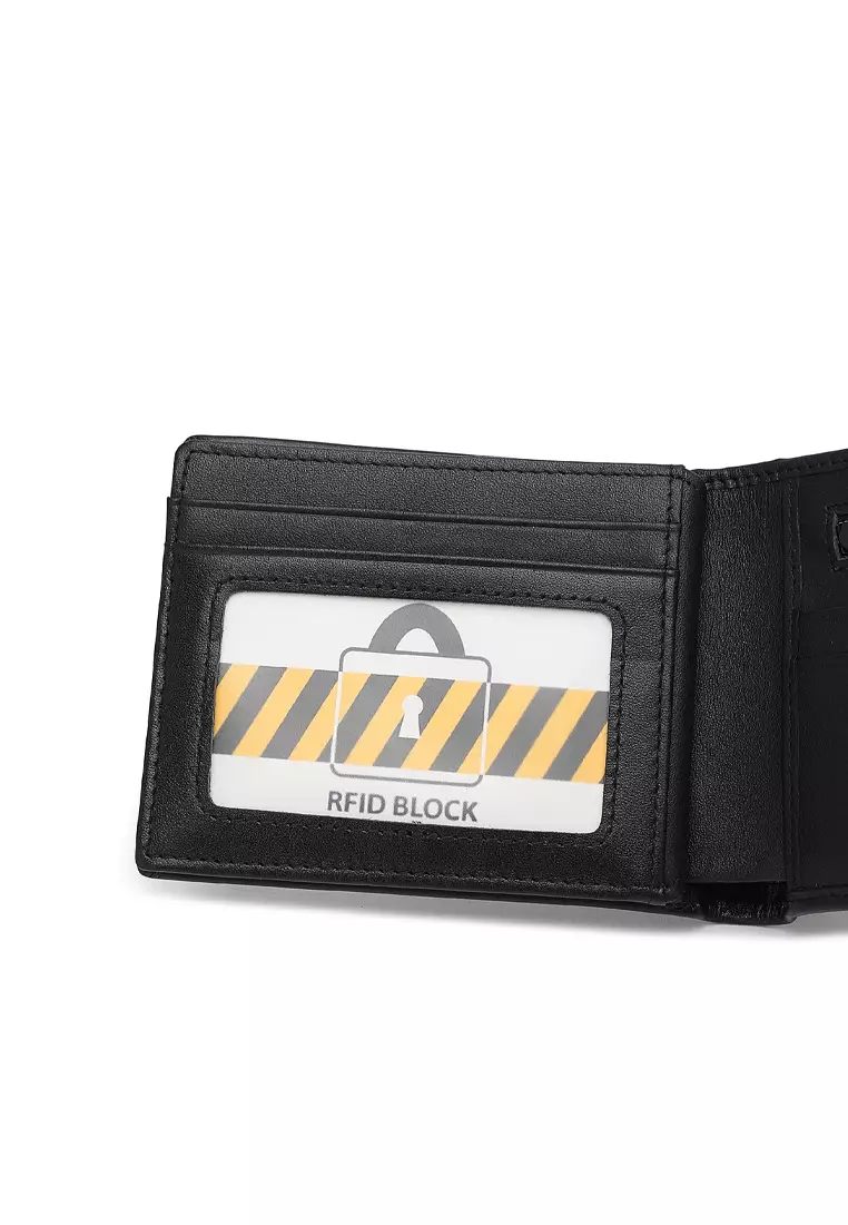 Men's Genuine Leather RFID Blocking Fortune Wallet (Genuine 皮具錢包) - 黑色
