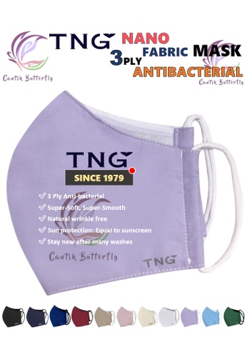 Cantik Butterfly TNG 3 Ply Antibacterial Nano Fabric Mask Reusable (Lavender) Set of 5 D7A71ES26109E2GS_1
