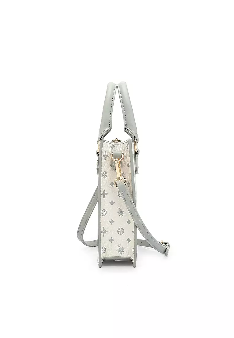 Women's Monogram Top Handle Bag / Sling Bag / Crossbody Bag (Tas Selempang / Tas Tangan) - Abu-Abu