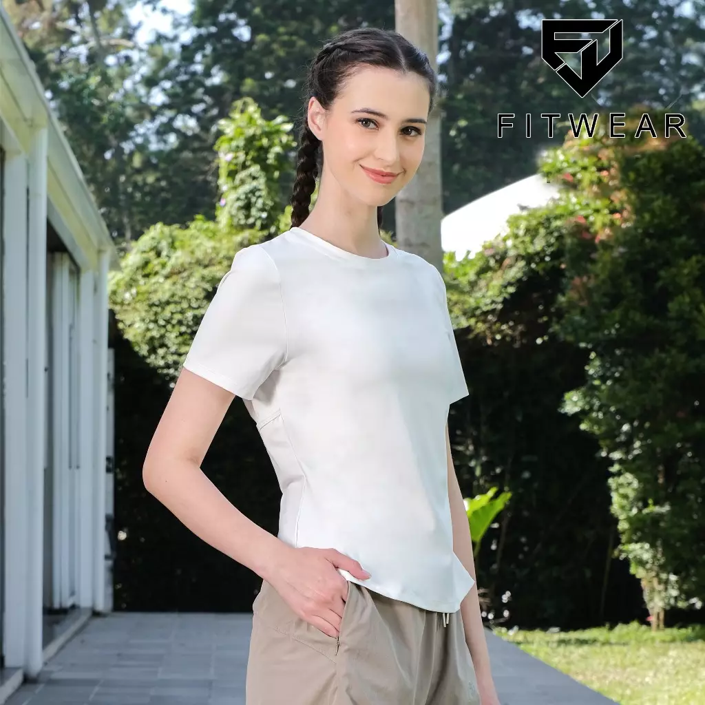 Fitwear Kaos Regular Fit Olahraga Wanita SYDNEY CROSSBACK CUTOUT - WHITE