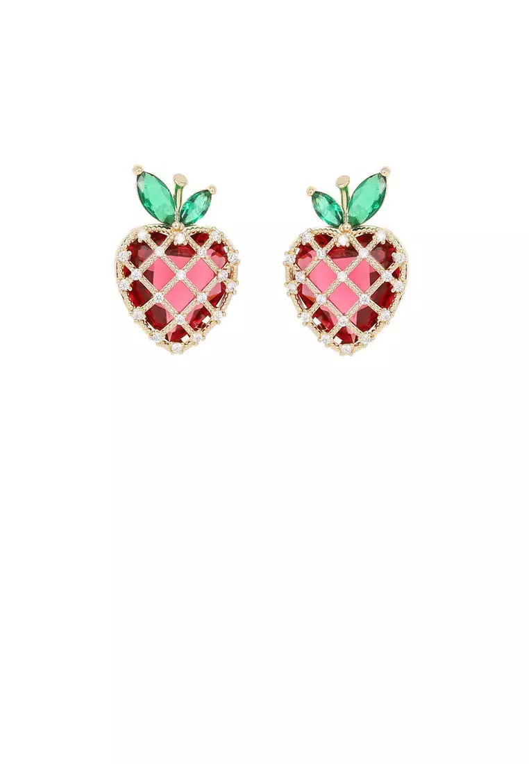 Gold on sale strawberry earrings