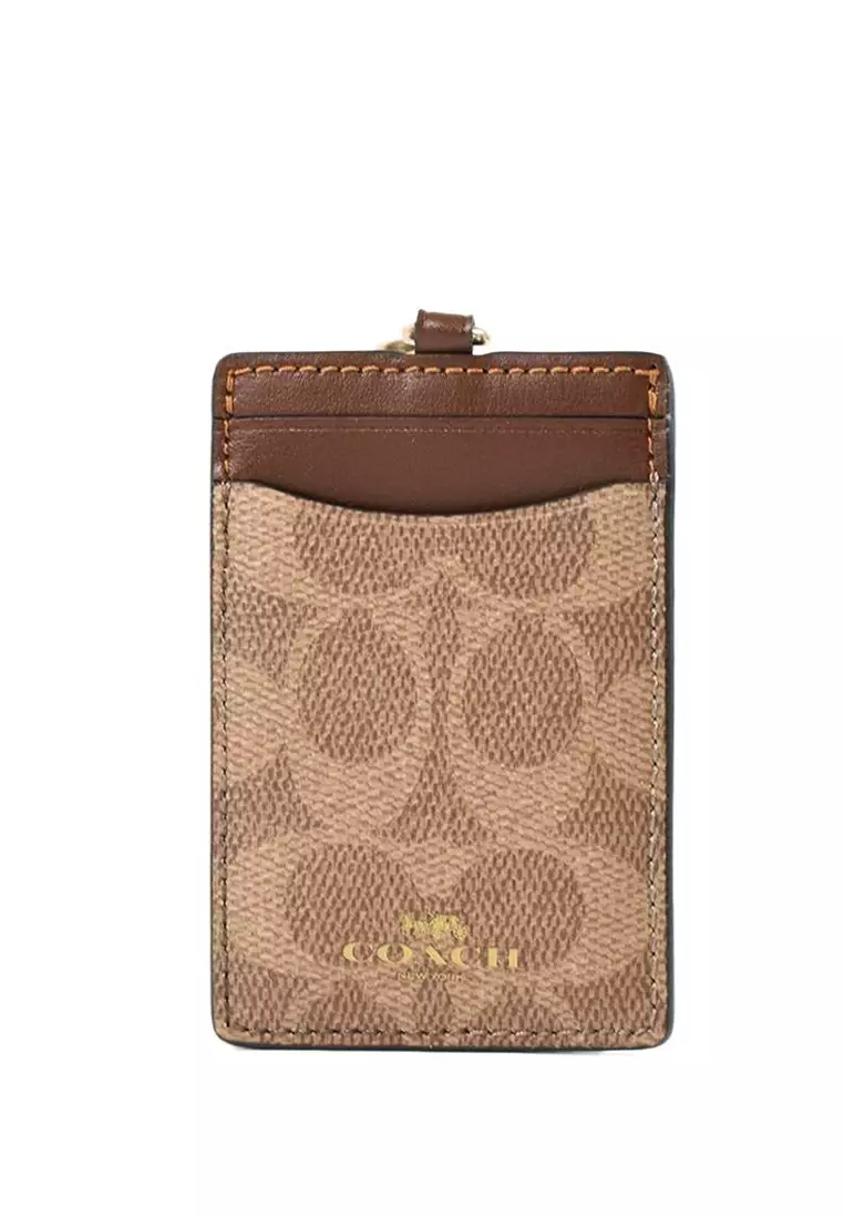 ID Lanyard In Signature Canvas - Tan/Brown