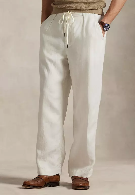 Lateef Relaxed Fit Pleated Linen Pant