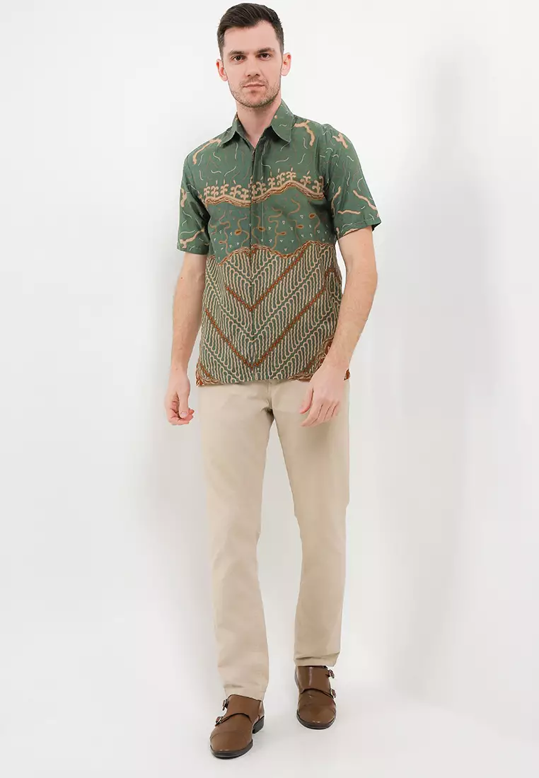 Meylika Kemeja Batik Premium Pria Casual Modern Lengan Pendek