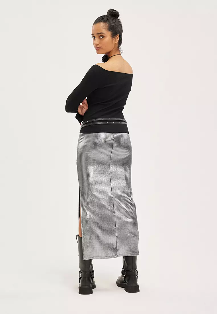 Buy Monki Shiny Ribbed Maxi Skirt 2024 Online ZALORA Philippines