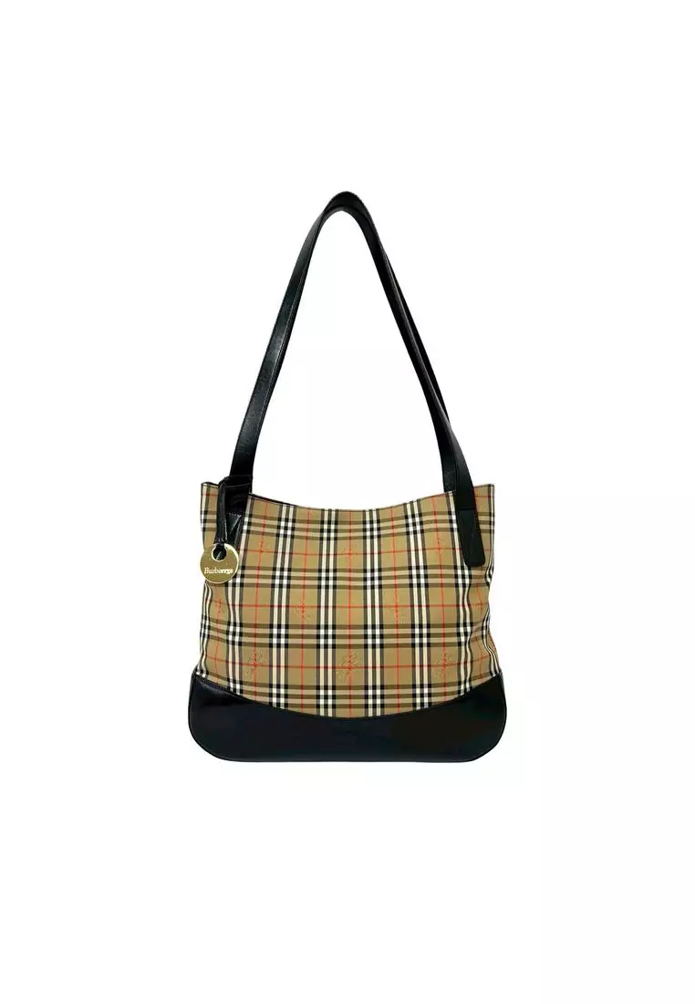 Buy Burberry Pre-Loved Burberry Haymarket Check Canvas Tote 2026