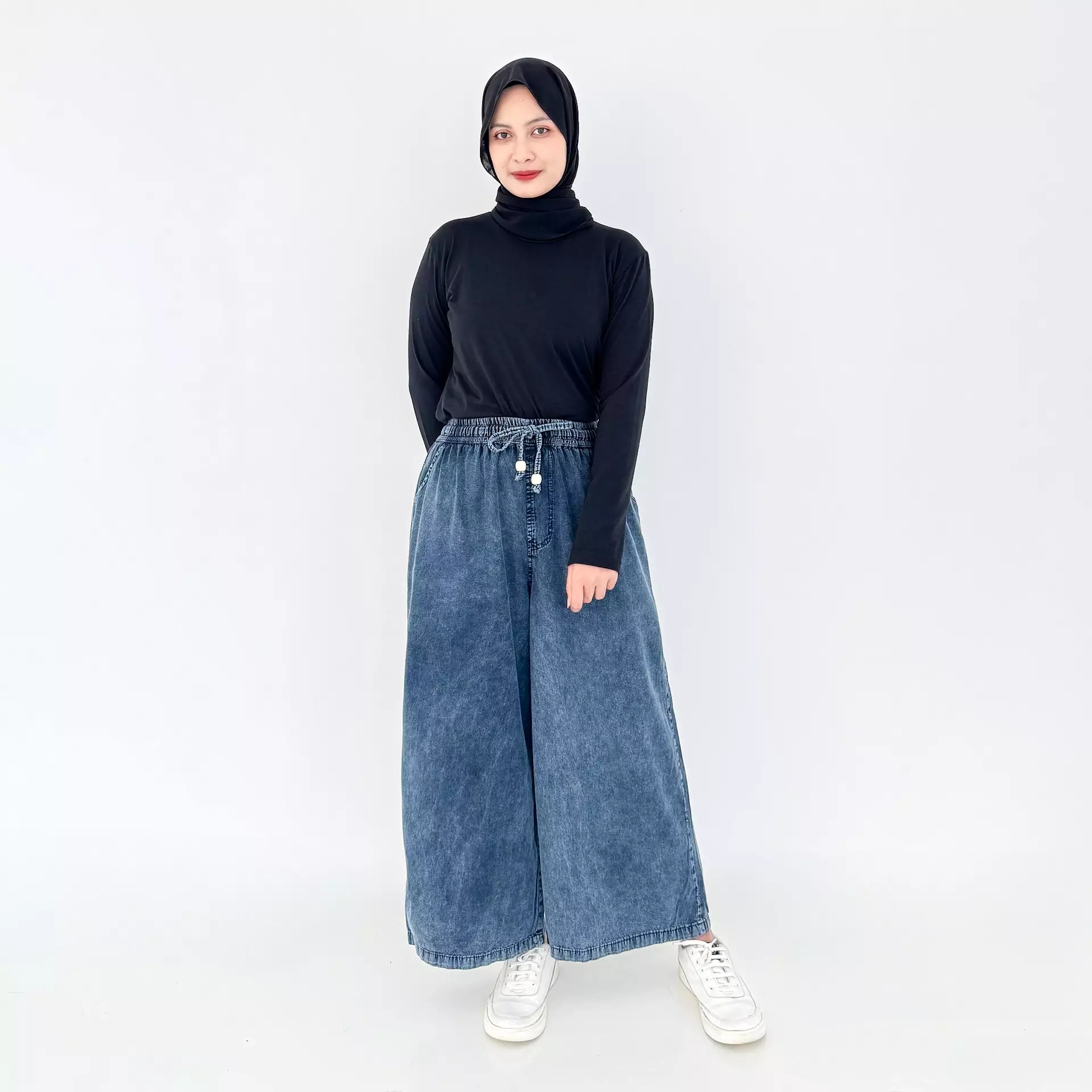 Wide Leg Emma Pants [LIGHT SNOW BLACK] Celana Panjang Jeans