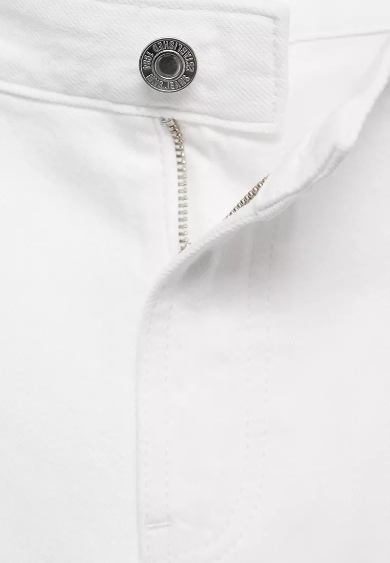 Denim Shorts With Frayed Hem And Pleats