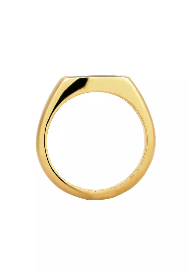 EXCLUSIVE Cincin Perhiasan Perak 925 Pria Signet Enamel Gold Plated