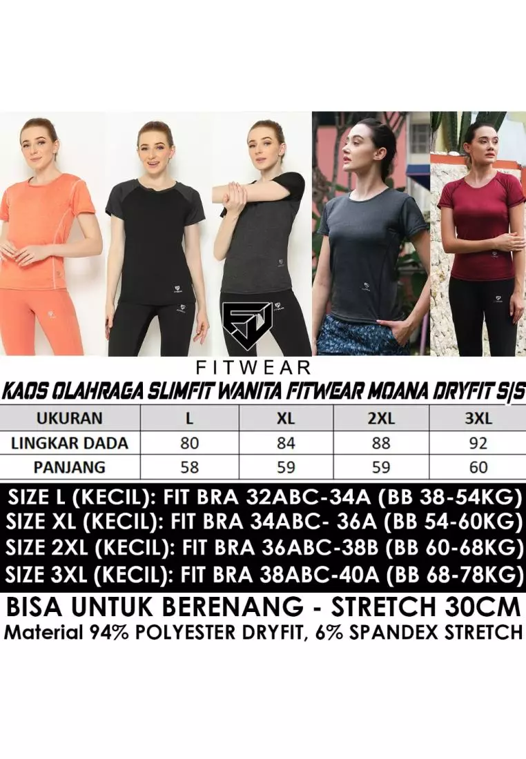 Fitwear - Kaos Olahraga Slimfit Wanita MOANA DRYFIT S/S - FULL GRAY