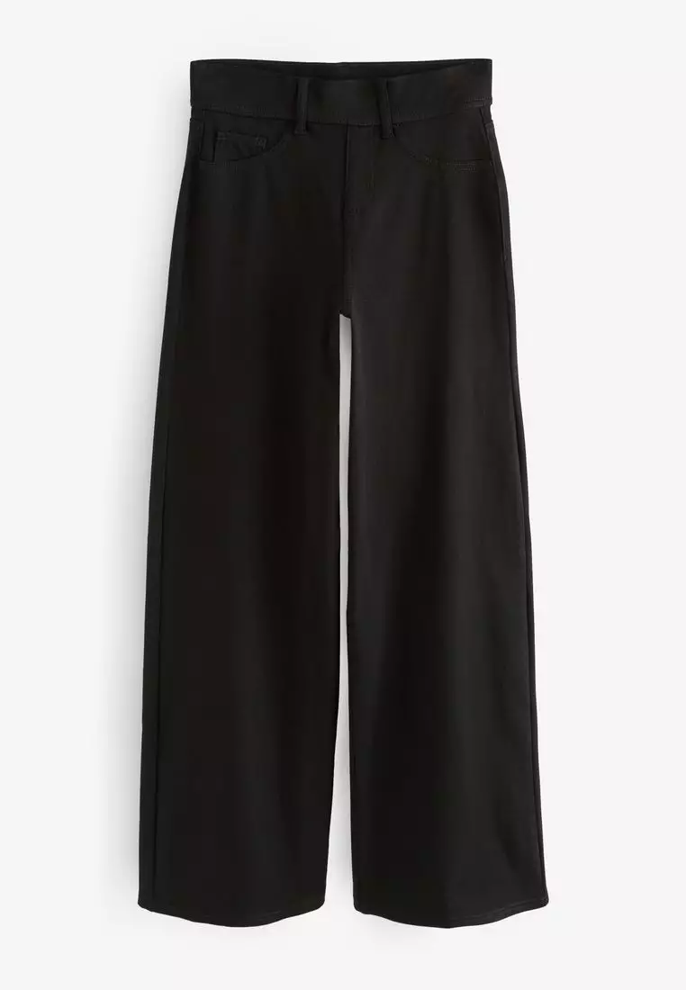 Jersey Denim Wide Leg Trousers