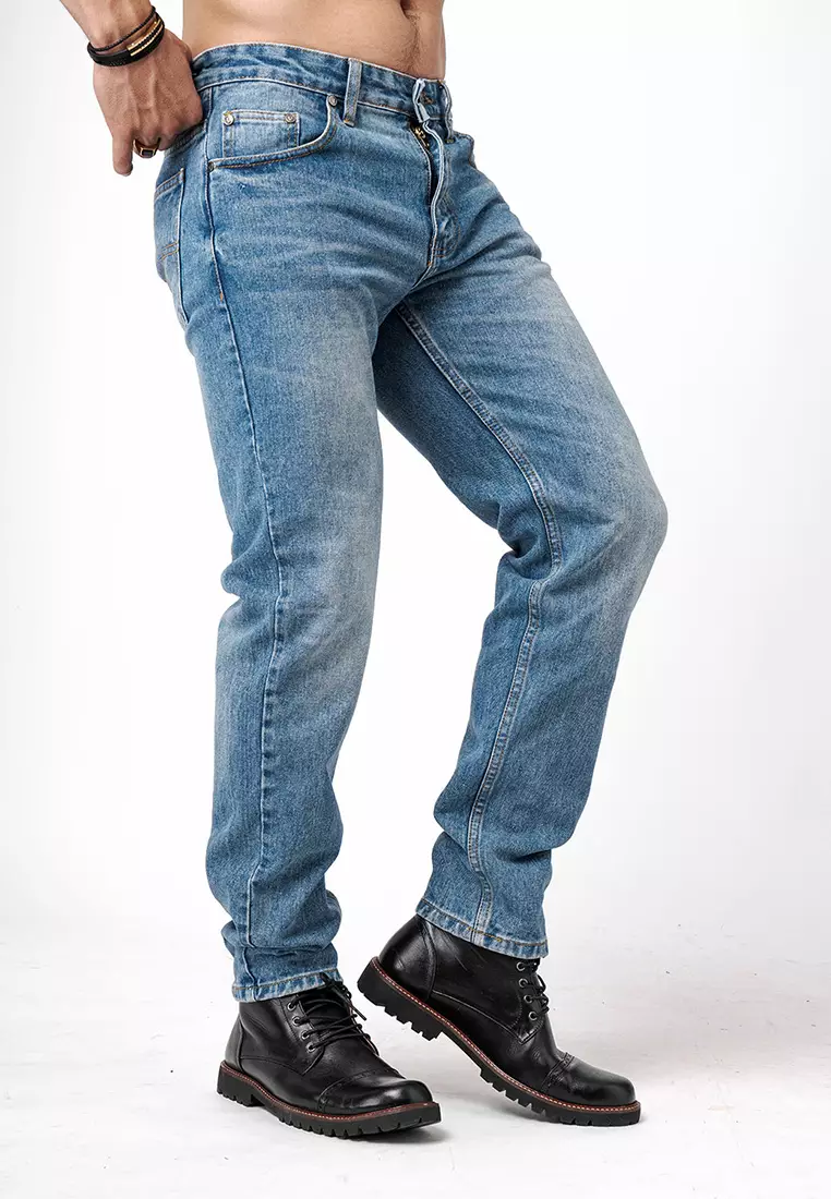 Tapered Fit Jeans Premium Vintage Blue Wash