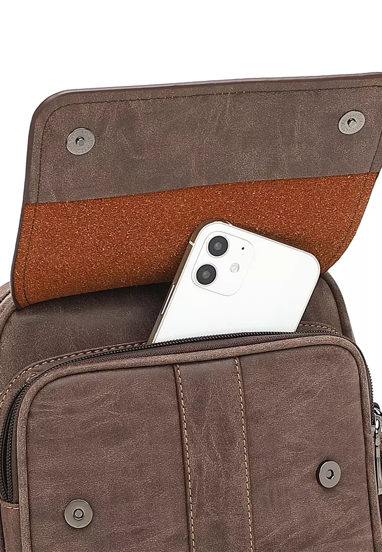 Men's Sling Bag / Crossbody Bag (Tas Selempang Pria) - Cokelat