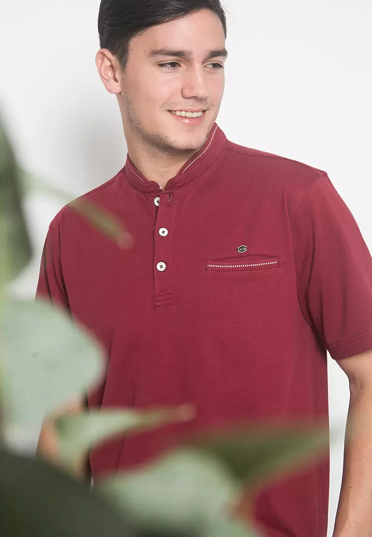 LGS - Kaos Casual - Kaos Pria - Kerah Shanghai - Maroon - Regular Fit - CTS.221.M2874.01.C Katun Polo