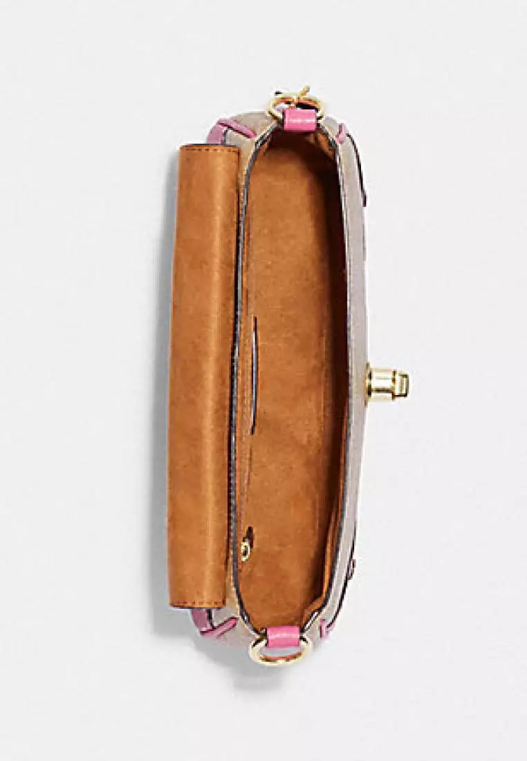 Coach Millie Shoulder Bag In Colorblock Signature Canvas Light Khaki Petunia