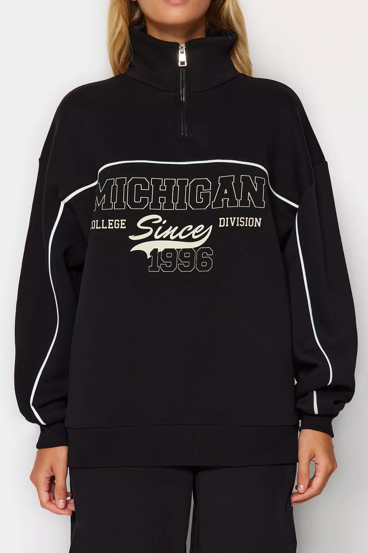 Zipper Printed Sweatshirt