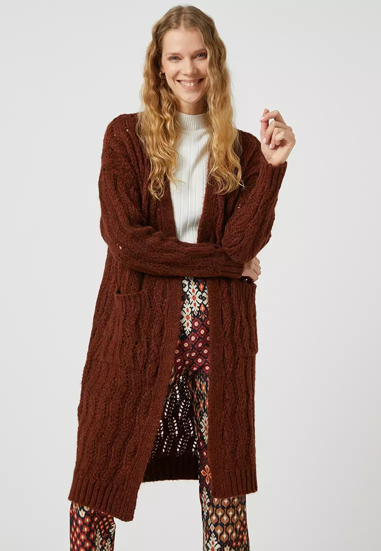 Long Knitted Cardigan Pocket