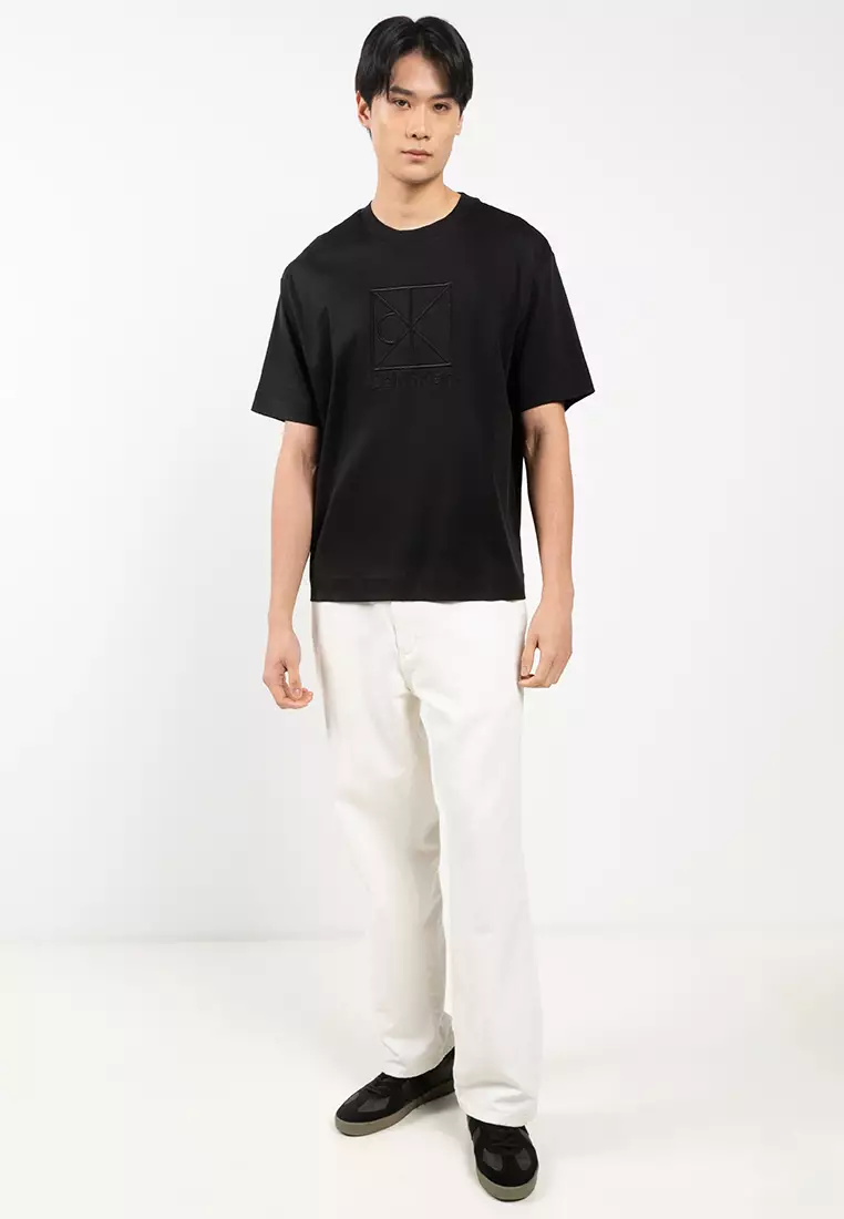 短袖寬鬆優質珠地布商標T恤 - Calvin Klein Jeans