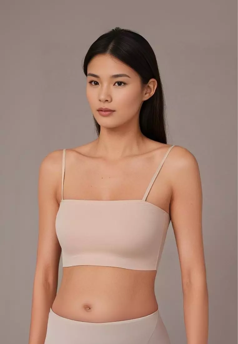 2 Pack Premium Agnes Ice Silk Bralette Inner Top Tube Top in Beige and Black