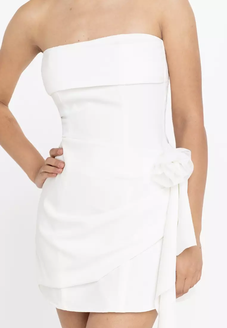 Cassia Bandeau Mini Dress With Draped Front Details